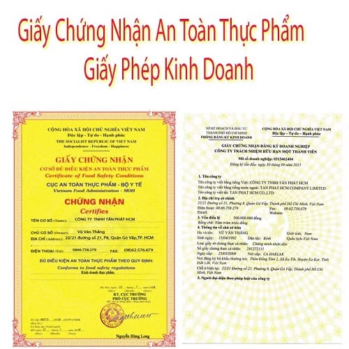 Chứng nhận an toàn vệ sinh thực phẩm dây thìa canh
